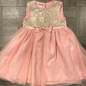 “Nannette Baby” Size 4T Pink & Gold Tutu Tulle Sequins Dress Glittery EUC